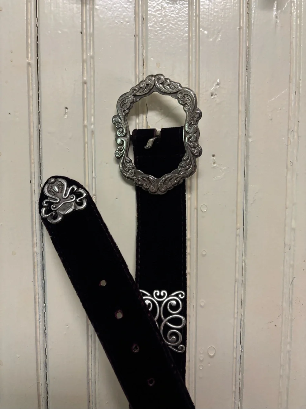 Purple Western-Style Women's Belt with Decorative Silver Buckle